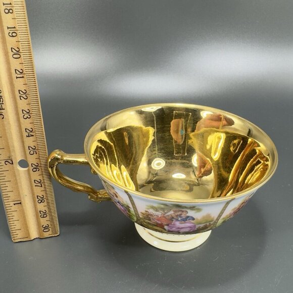 NC Western Germany Love Story Set Teacup Saucer Set Fine Porcelain Heavy Gold - Picture 5 of 16